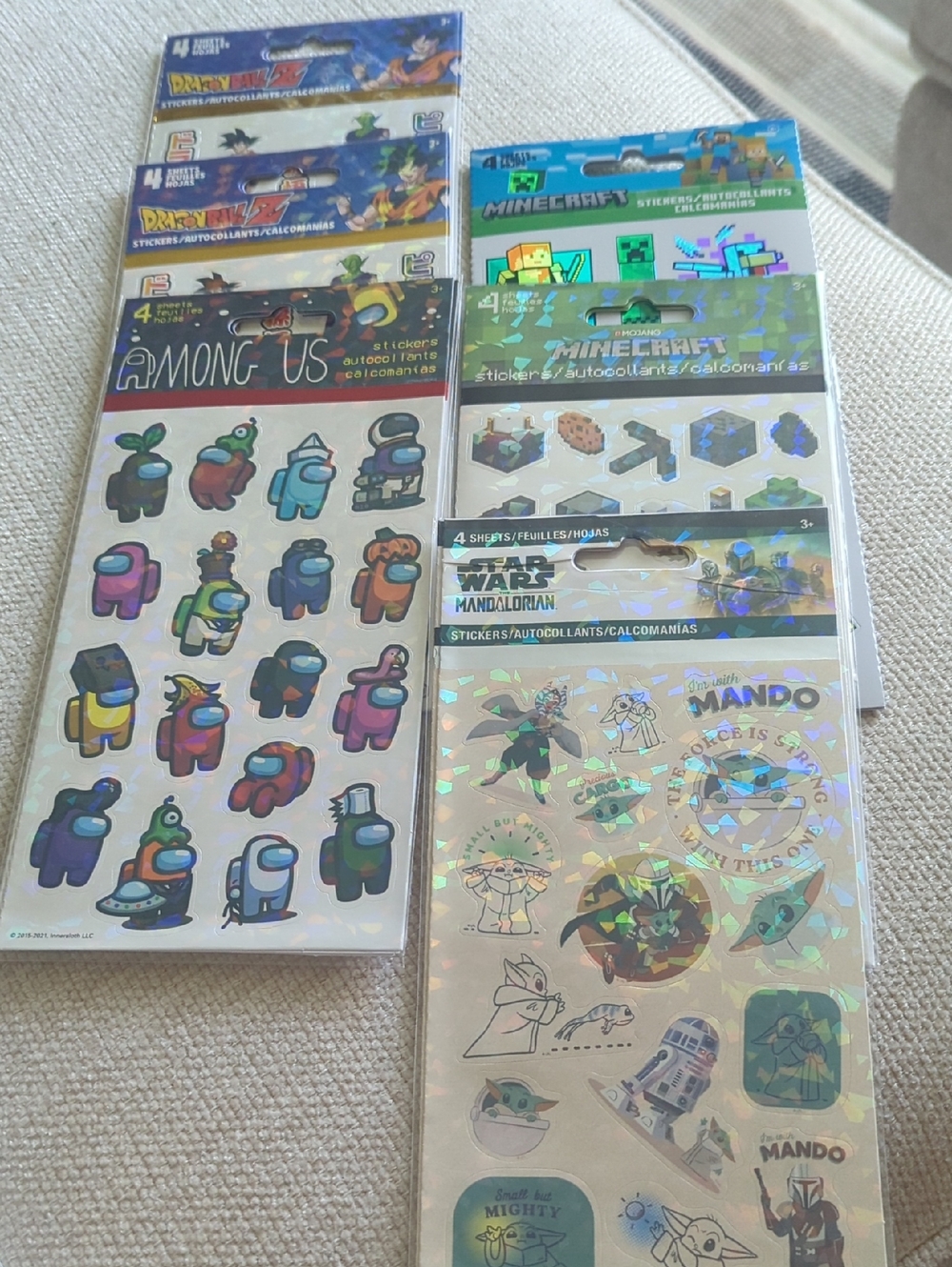Among Us and Minecraft Sticker Pack - Assorted Color Character Sheets